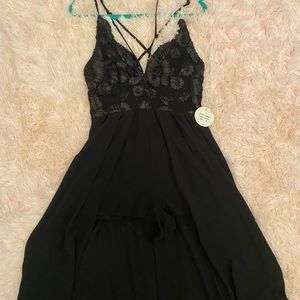 Black Lace Romantic Maxi Dust Romper